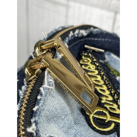 Marc Jacobs Blue Denim Biker Patchwork Shoulder Paradise Backpack Bag - Picture 8 of 10